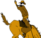 Dibujo Vaquero en caballo pintado por Ale