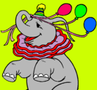 Dibujo Elefante con 3 globos pintado por princess