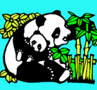 Dibujo Mama panda pintado por derek