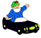 Dibujo Muñeca en coche descapotable pintado por BLOY