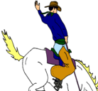 Dibujo Vaquero en caballo pintado por miguel
