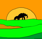Dibujo Elefante en el amanecer pintado por estela