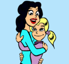 Dibujo Madre e hija abrazadas pintado por gabriela