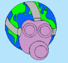 Dibujo Tierra con máscara de gas pintado por Luly