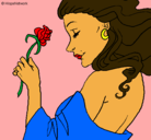 Dibujo Princesa con una rosa pintado por YOLANDA