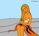 Dibujo Madre con su bebe pintado por evelyn