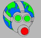 Dibujo Tierra con máscara de gas pintado por katara