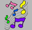 Dibujo Notas en la escala musical pintado por jusi