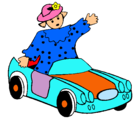 Dibujo Muñeca en coche descapotable pintado por jipson