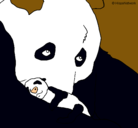 Dibujo Oso panda con su cria pintado por monica