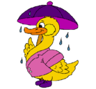Dibujo Pato bajo la lluvia pintado por lluvia