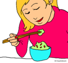 Dibujo Comiendo arroz pintado por mariaA
