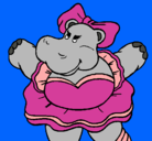 Dibujo Hipopótama con lazo pintado por Martita