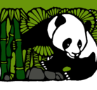 Dibujo Oso panda y bambú pintado por ferchito