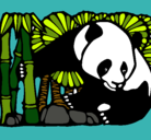 Dibujo Oso panda y bambú pintado por jean