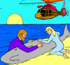 Dibujo Rescate ballena pintado por Fabiola