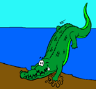 Dibujo Aligátor entrando al agua pintado por yacare