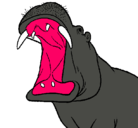 Dibujo Hipopótamo con la boca abierta pintado por ECOJEDORDEMUJERES