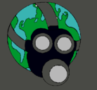 Dibujo Tierra con máscara de gas pintado por JENNY