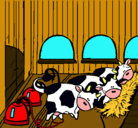 Dibujo Vacas en el establo pintado por LARA