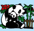 Dibujo Mama panda pintado por valki