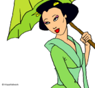 Dibujo Geisha con paraguas pintado por ainhoa