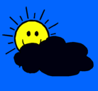 Dibujo Sol y nube pintado por maleny