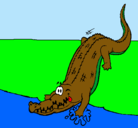 Dibujo Aligátor entrando al agua pintado por pedro