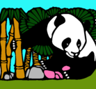 Dibujo Oso panda y bambú pintado por Nira1