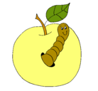 Dibujo Manzana con gusano pintado por fernando
