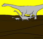 Dibujo Familia de Braquiosaurios pintado por cruzazul