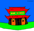 Dibujo Templo japonés pintado por sara