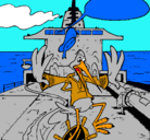 Dibujo Cigüeña en un barco pintado por sandra