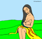 Dibujo Madre con su bebe pintado por axel