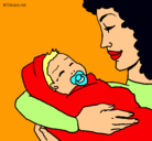 Dibujo Madre con su bebe II pintado por albita