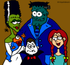 Dibujo Familia de monstruos pintado por Ari