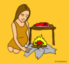 Dibujo Mujer cocinando pintado por puly
