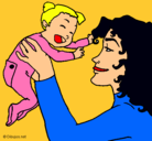Dibujo Madre con su bebe pintado por albita