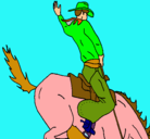 Dibujo Vaquero en caballo pintado por diego