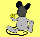 Dibujo Rata con queso pintado por javiera