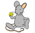 Dibujo Rata con queso pintado por mouse