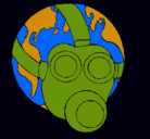 Dibujo Tierra con máscara de gas pintado por LUISA