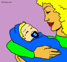 Dibujo Madre con su bebe II pintado por andreita