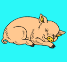 Dibujo Cerdo durmiendo pintado por yari
