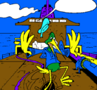 Dibujo Cigüeña en un barco pintado por hugo