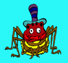 Dibujo Araña con sombrero pintado por hugo