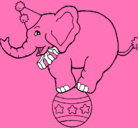 Dibujo Elefante encima de una pelota pintado por nhhghg