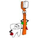 Dibujo Muela y cepillo de dientes pintado por VALENTINA
