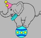 Dibujo Elefante encima de una pelota pintado por paula
