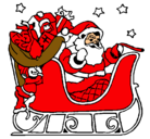 Dibujo Papa Noel en su trineo pintado por noe